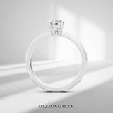ALLORYA 0.50 Carat Solitaire Round Lab Grown White Diamond Textured Shank Engagement Ring for Women in 925 Sterling Silver, Size 7