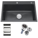 30 Inch Drop in Kitchen Sink, Nano Coating Stainless Steel Topmount Sinks 18 Gauge Modern(Black, 30"x18")