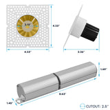 LUXRITE 1-Inch LED Trimless Recessed Spotlight with Brass Reflector Trim Replacement 10W, 850LM, 2700K-5000K, 60° Beam Angle, Dimmable, Push-n-Lock, CRI90, Damp & IC Rated, ETL White + Brass (4 Pack)