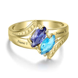 Oseew Mother and daughter ring for Mother's day Christmas Day 14k gold mom ring Engraving 2 names 10K Gold mother's ring custom 2 names