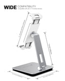 Tablet Stand Holder, Heavy Aluminum Alloy Multi-Angle Foldable iPad Holder Stand for 4.7''- 13'' Screen Surface Pro Series, iPad Series, Pro, Mini, Air, Samsung Galaxy Tabs and More (Silver)