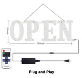 30"x10" Large LED Open Signs for Business with Remote, Super Bright Unique Design Open Sign with Hanging Installation, High Visibility Open Sign for Stores Bar Hotel Retail Shops Window Salon Restaurant Office