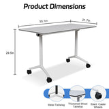 Mobile Folding Modular Conference Tables with Wheels, Rolling Training Seminar Desks for School Classroom Office Library, 4-Person White 55.1IN