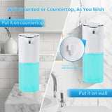 Wisekoti P9 Advanced Automatic Rechargeable, Touchless,Sensor Foaming Soap Dispenser for Kitchen & Bathroom, Foam Dish Soap Dispenser，Support Countertop and Wall Mounted