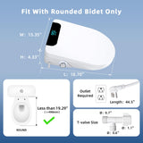 QMU Electric Bidet Toilet Seat Round - Smart Heated Toilet Seat with Remote Control, Instant Warm Water, Self-Cleaning Nozzle, Warm Air Dryer, Feminine Wash, Soft Close, LED Display