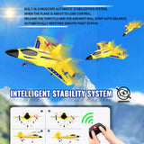 Yellow RC Plane for Kids Upgrade F-22 Raptor Fighter RC Airplane Remote Control Airplane Toys 2.4 GHZ Smart 6-axis Gyro Stabilizer RTF RC Jet Aircraft Easy to Fly Outdoor Toy RC Glider for Beginners