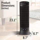 Honeywell Digital Ceramic Tower Heater, 1500 Watt, Oscillating Ceramic Space Heater with Thermostat, Two Heat Settings, Medium Room, Black