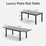 PHI VILLA Patio Expandable Metal Dining Table for 6-8, Black