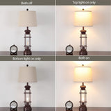 Reaketon Table Lamps for Living Room Set of 2, 28" Tall Farmhouse Table Lamp with Oil Rubbed Bronze Finish, Bedroom Lamps for Nightstand with White Oatmeal Lampshade, 4 Bulbs Included