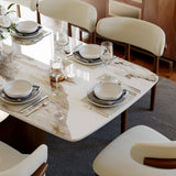 POVISON 94" Hobart Modern Dining Table for 10, Rectangle Sintered Stone Dining Table, Glossy Pandora Dining Room Table with Sintered Stone Tabletop, Bronze Carbon Steel Base (Table Only)