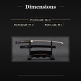 Musashi Wakizashi for Display & Practice, 1095 Hand Forged Full Tang Sword