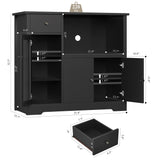 HORSTORS Microwave Cabinet, Kitchen Storage Cabinet with 3 Doors and 1 Drawer, Buffet Sideboard with Adjustable Shelves, Microwave Stand for Kitchen, Dining Room, Black