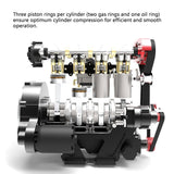 MechPuConToy Mini Metal Engine Model Kit That Runs, GS-L4 Engine Water-Cooled 4-Stroke DOHC Inline Four-Cylinder Engine Model Kit, Physics Science Engine for Adults (Finished Version)