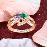 Oseew Customized mom rings 10k Rose gold gold family rings for women yellow gold size 4-11 mothers ring 2 birthstones rose gold 18k mom rings with birthstones gold 14k