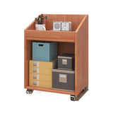 b89PvQuQt Office Cabinet File Cabinet Under Solid Wood Desk, Mobile Storage Side with Wheel, Low Office, Small Bookcase Shelf(Yellow)