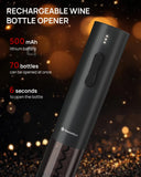 Rossedlyn Rechargeable Electric Wine Opener Gift Set - Aerator, Bottle Opener, Foil Cutter, Wine Vacuum Pump and Stoppers for Home Bar Outdoor Party