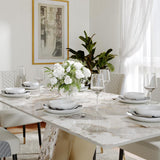 POVISON 63" Hobart Modern Dining Table for 4, Glossy Sintered Stone Dining Tabletop with White and Gold U-Shape Carbon Steel Pedestal, 63 inch Rectangle Dining Room Table (Table only)