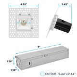 LUXRITE 1-Inch LED Recessed Trimless Spotlight with Junction Box, Twist N' Lock & Interlocking Trim, 5CCT 2700K-5000K, 7W, 500LM, CRI90, 38° Beam Angle, Dimmable, IC Rated, Wet Rated, ETL (4 Pack)