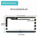 NJNYLLC American Flag License Plate Frame- Black Front Rear Patriotic USA ‌Car Tag Frames, 2 Pack Heavy Duty Brushed Aluminum Plastic Composite Holder with Screws Caps