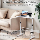 Standing Desk with Lockable Wheels,Compact Laptop Desk for Home Office
