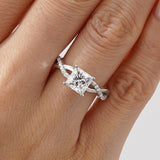 MSBLUE Size 5 2ct Princess Cut Moissanite Engagement Ring, Rhodium Plated