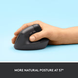 Logitech Lift Vertical Ergonomic Mouse, Wireless, Bluetooth or Logi Bolt USB Receiver