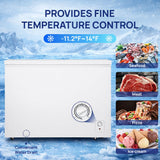 Smad Chest Deep Freezer 14 Cu Ft, Large Chest Freezer with 7 Level Adjustable Temperature,Compact Freestanding Top-opening Deep Freezer with Removable Storage Basket, Wheels, White