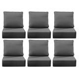 LOOFRA 6" Thick Outdoor Chair Cushions, 24 x24 Inch Patio Furniture Cushions Set of 6 with Water Resistant & Removable Cover, UV Resistant, 30D High Density Sponge Patio Cushion, Grey