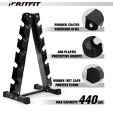RITFIT Rubber Hex Dumbbells Set with Rack, 180-780LB Heavy-Duty Cast Iron Core, Knurled Chrome Handle, Space-Saving Storage Rack for Home Gym Strength Training
