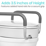 Vive Raised Toilet Seat Riser for Seniors (with Handles) - Handicap Rail Grab Bar Seat for Over Toilet - Elevated Safety for Elderly, Disabled, Medical - Elongated