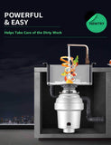 NEWTRY Garbage Disposal Home Garbage Shredder Kitchen Sink Disposal Food Waste Disposers Chopper Appliance Automatic Food Crusher 1/2 HP (Silver)