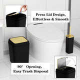 XLHOMO Bathroom Accessories Set - 25PC Bathroom Set with Shower Curtain and Rugs, Black Bathroom Set, Bathroom Accessory Set with Press-on Lid Trash Can, Soap Dispenser and Qtip Holders