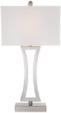 360 Lighting Roxie Modern 3-Way Table Lamps 31" Tall Set of 2 with Dimmers Brushed Nickel Off White Fabric Rectangular Shade for Bedroom Living Room House Bedside Nightstand Home
