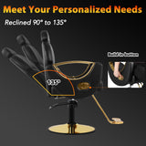 MIMWOW Salon Barber Chair, Reclining Salon Chair for Hair Stylist, Hair Salon Chair with Heavy Duty Hydraulic Pump, 360 Swivel Styling Braiding Hairdresser Chair for Home Barbershop, Black Gold
