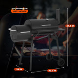 43-inch Charcoal Outdoor BBQ Grill - Portable Camping Grill for 6-10 People, Offset Smoker, Braised Roast, Patio and Backyard Picnic Grill