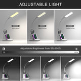 Vicsoon Desk Lamp with Wireless Charger - LED Desk Lamps for Home Office with Pen Holder, 800LM, 3 Color Modes, Flexible Arm, Eye-Caring White Table Lamps for Home College Dorm Room Christmas Gifts