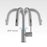 KIBI Pull Down Kitchen Faucet with Single Handle | Solid Brass High Arc Spout | Kitchen Sink Faucet with Pull Down Sprayer | Easy Clean | Brushed Nickel, KKF2011