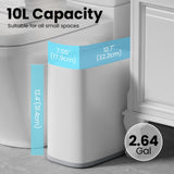 Bathroom Trash Can with Lid and Wheels, 2.6 Gallon/10L Small Garbage Can