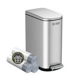2.6 Gallon Slim Bathroom Trash Can with Soft Close Lid, 10L Stainless Steel Garbage Can with Removable Liner Bucket
