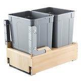 Wood Pullout Trash Can for Kitchen Cabinets, 35 QT x2 Double Under Sink Garbage Waste Recycling Bin,