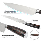 MERKEN 3-Piece Kitchen Knife Set – 8" Chef, 5" Utility, 3.5" Paring – High-Carbon Stainless Steel – Ultra Sharp – Pakkawood Handle – Gift Box