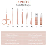 Hanaive 6 Set Manicure Set 48 Pcs Nail Clippers Pedicure Kit Gift for Mother's Day 8 in 1 Stainless Steel Grooming Kit Professional Nail Care Tools with Luxurious Travel Case for Men Women(Rose Gold)