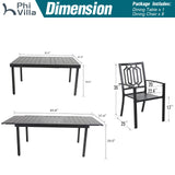 PHI VILLA 9 Pcs Outdoor Dining Set& Expandable Metal Table
