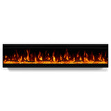 60 inch Electric Fireplace, Ultra-Thin Electric Fireplace Inserts, Ultra-Narrow Frame, Wall Mounted and Recessed Fireplace, Log & Crystal, Touch Screen & Remote Control, 1500W