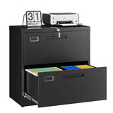 Letaya 2 Drawer File Cabinet with Lock,Metal Lateral Filing Cabinet for Home Office,Hanging Letter/Legal/A4 Size (Black, H27.95×W28.35×D15.74)