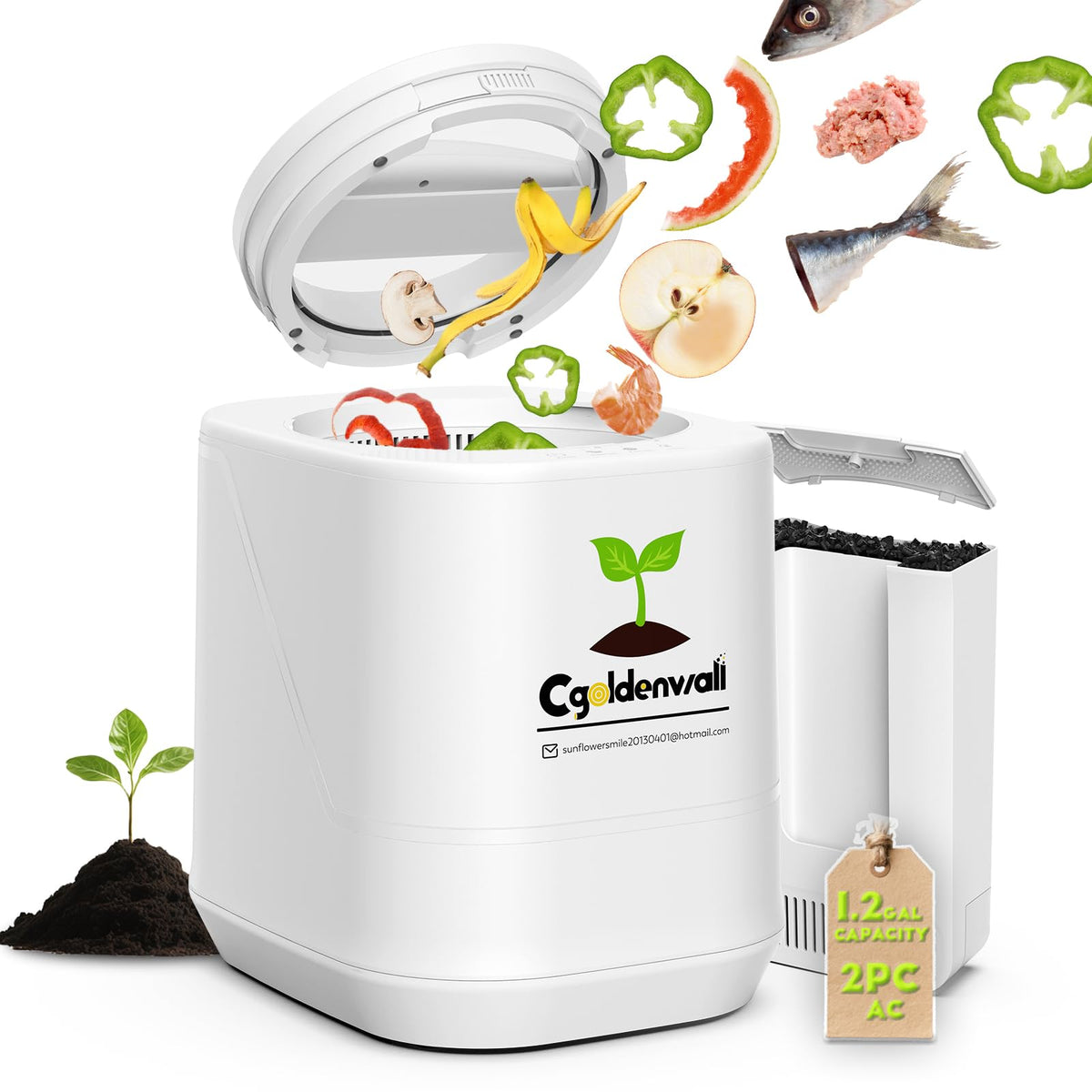 Electric Composter for Kitchen, Large Smart Compost Bin with 2 Carbon ...