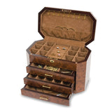 Diamond2Deal Burlwood & Ebony 3 Drawers Jewelry Box
