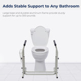 Drive Medical RTL12079 Toilet Safety Frame, Bathroom Grab Bar for Toilets, Freestanding Toilet Rail for Stability, For Users Up to 300 Pounds, White