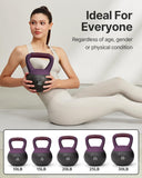 YOTTOY Soft Kettlebell with Leather Handle – Anti-Slip Sweat-Absorbing Grip, Home Gym Kettlebell Weights for Strength Training (Purple, 15 LB)