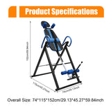 Marsyyds Inversion Table, 330.7lbs Capacity Heavy Duty Inversion Table Heavy Duty Strength Training Inversion Equipment w/Headrest & Adjustable Protective Belt for Back Pain Muscle Tension (Blue)